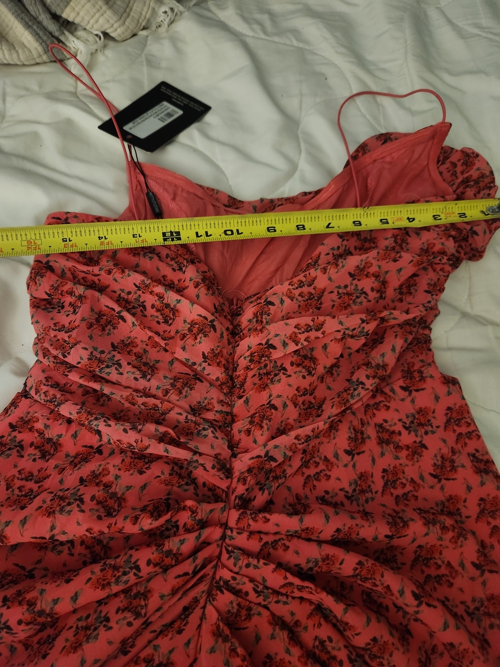 PrettyLittleThing Pink Floral Ruched Drape Midaxi Dress NWT Size 10 - Picture 10 of 11